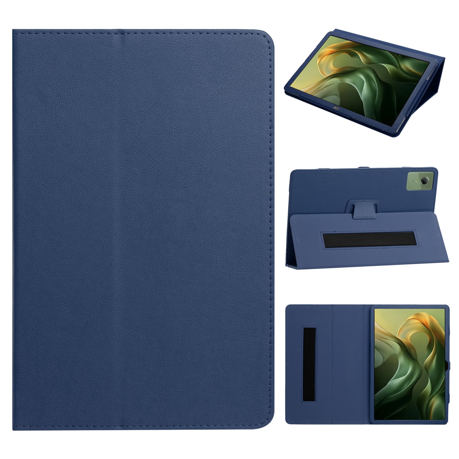 For Moto Pad 2026 11inch Tablet Premium PU Vegan Kickstand Case Cover - Navy Blue