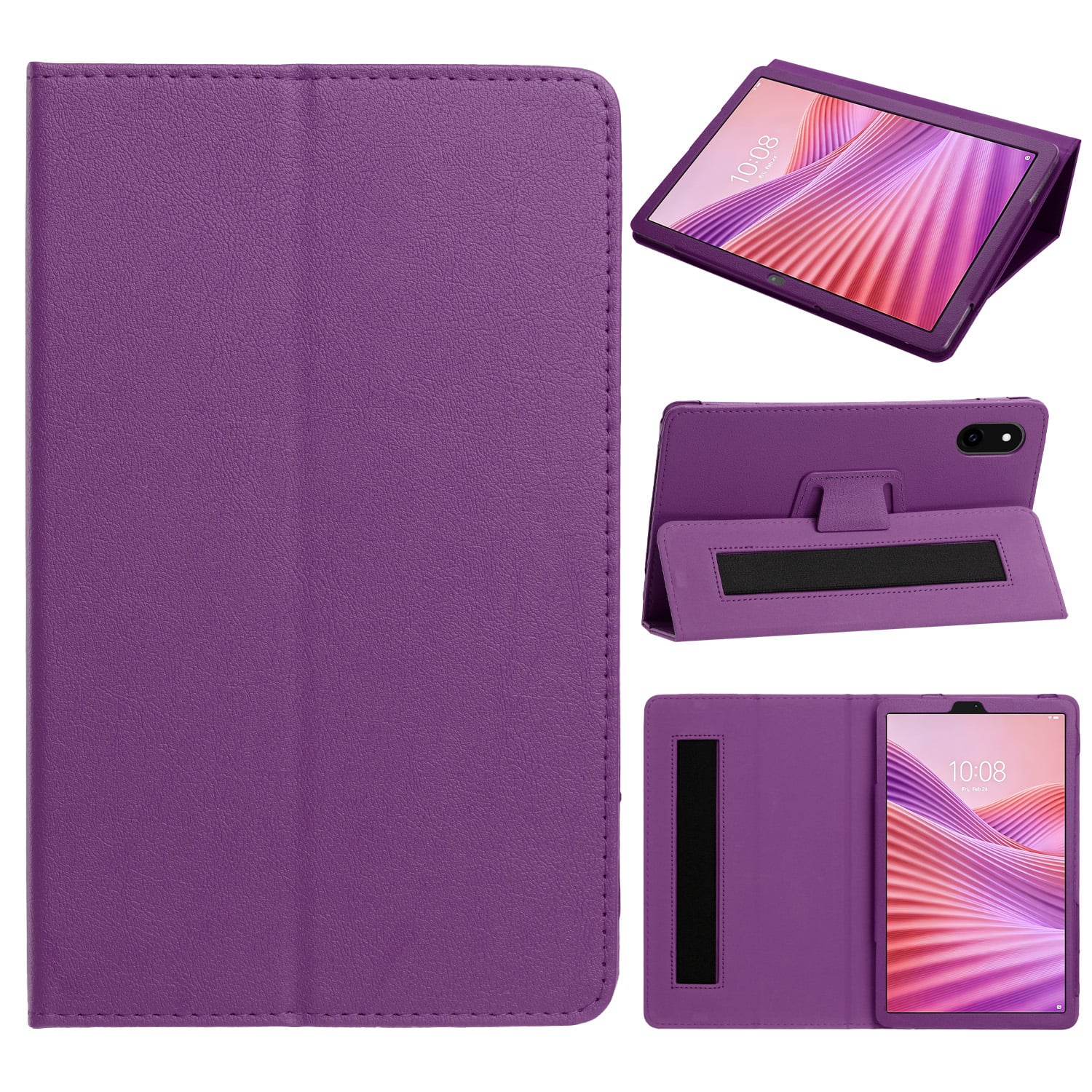 For BLU Tab One 5G Tablet Premium PU Vegan Kickstand Case Cover - Dark Purple