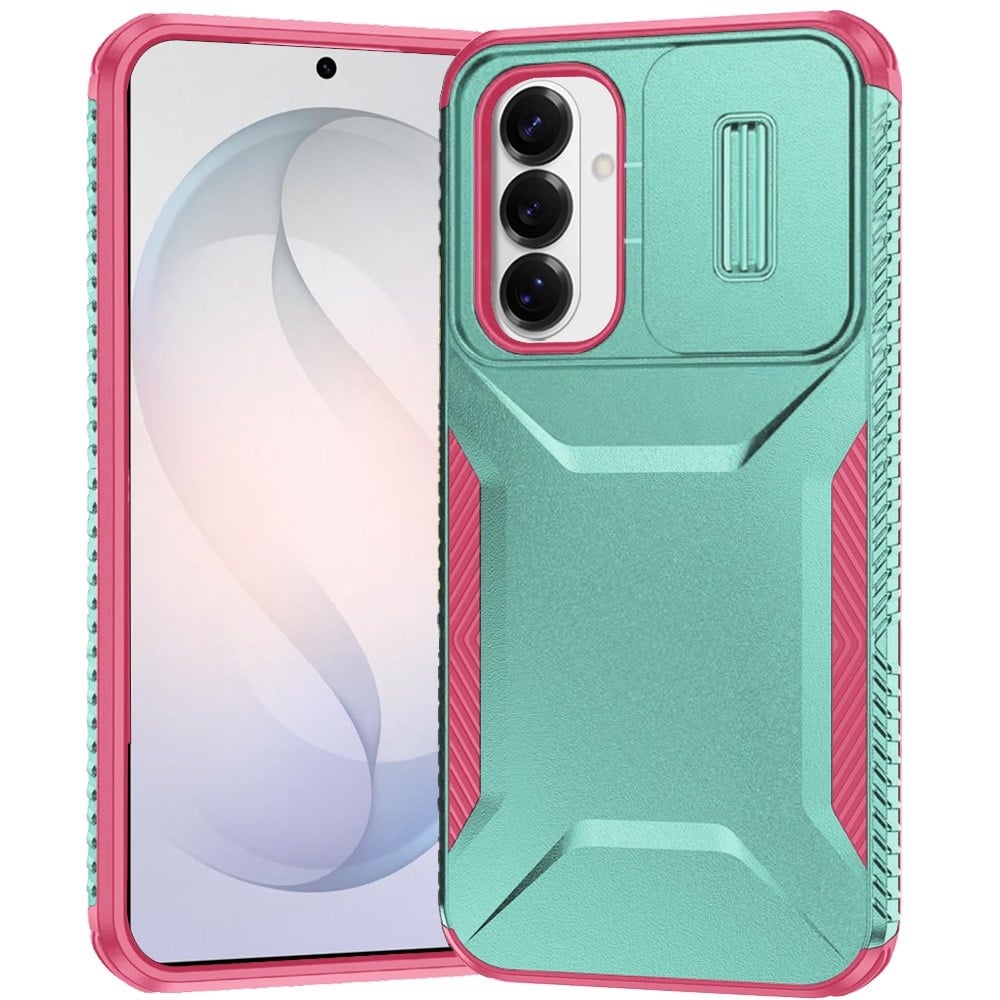 For Samsung Galaxy s26 FE Ultimate U Design Hybrid with Camera Window Covering - Teal+Hot Pink