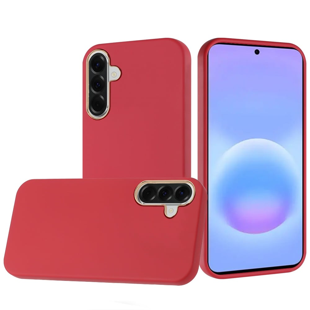 For Samsung Galaxy A57 Classy Slick Chromed Around Hybrid Case Cover - Red