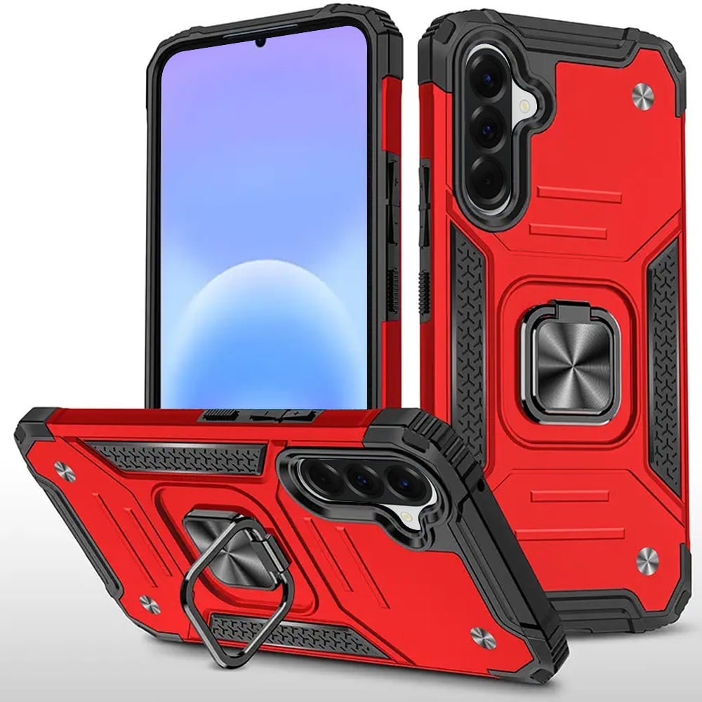 For Samsung Galaxy A57 Robust Magnetic Kickstand Hybrid Case Cover - Red