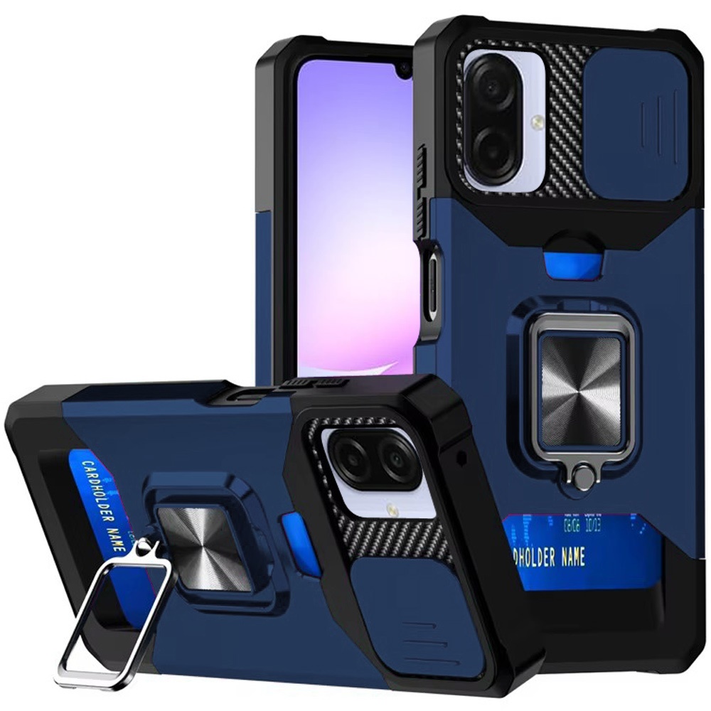 For Samsung A08 4G / 07 4G / 07 5G Multi-Functional Card Magnetic Ring Stand Hybrid Camera Case Cove