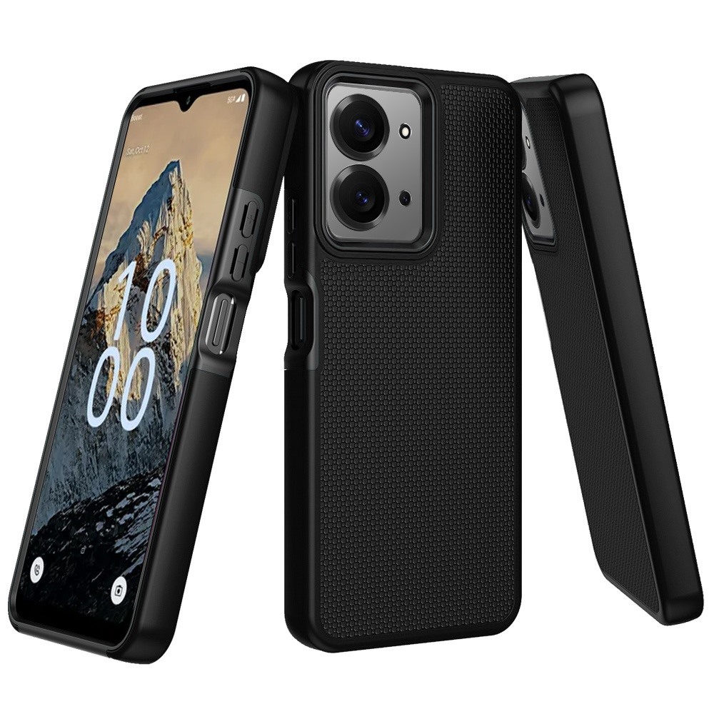 For Celero 5G Velocity Texturized Dotted Design Hybrid Case - Black
