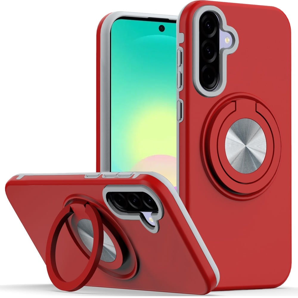 For Samsung Galaxy A27 Metal CD Pattern Matte Finished Hybrid with Rotational Ring [Car Mount Friend